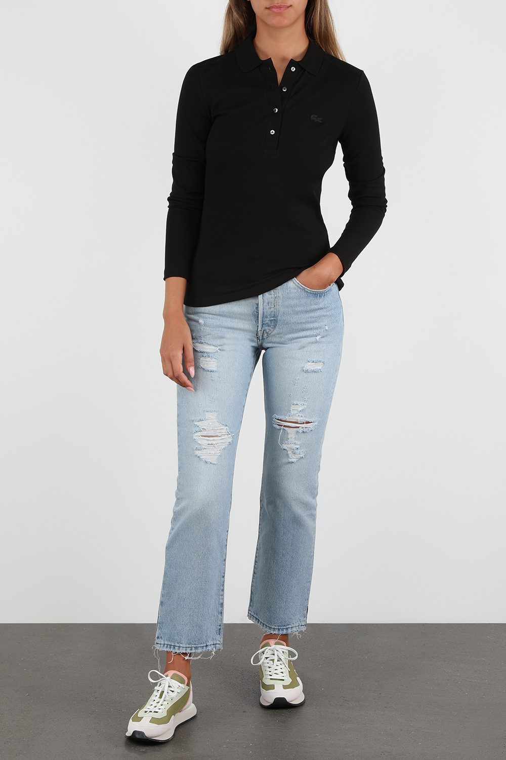 חולצת פולו סלים ארוכה מכותנת פיקה